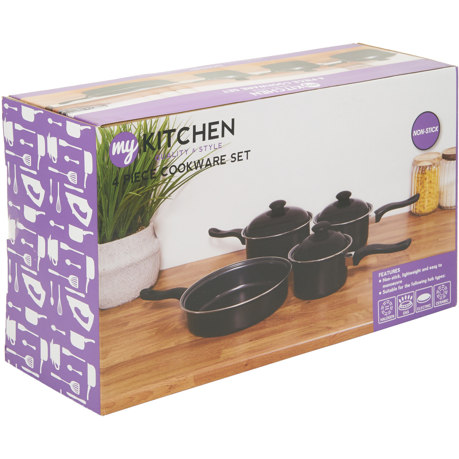 My Kitchen 4-Piece Cookware Set - Black Image 3