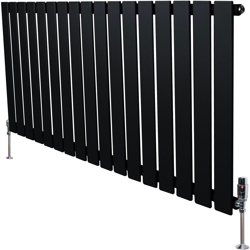 MonsterShop Flat Black Single Column Radiator and Valves 600 x 1190mm Image 3
