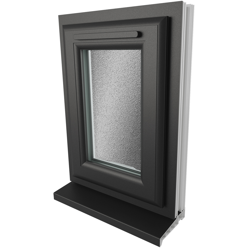 Crystal Black and White Top Hung Opener Obscure Triple Glazed Window 440 x 610mm Image 3