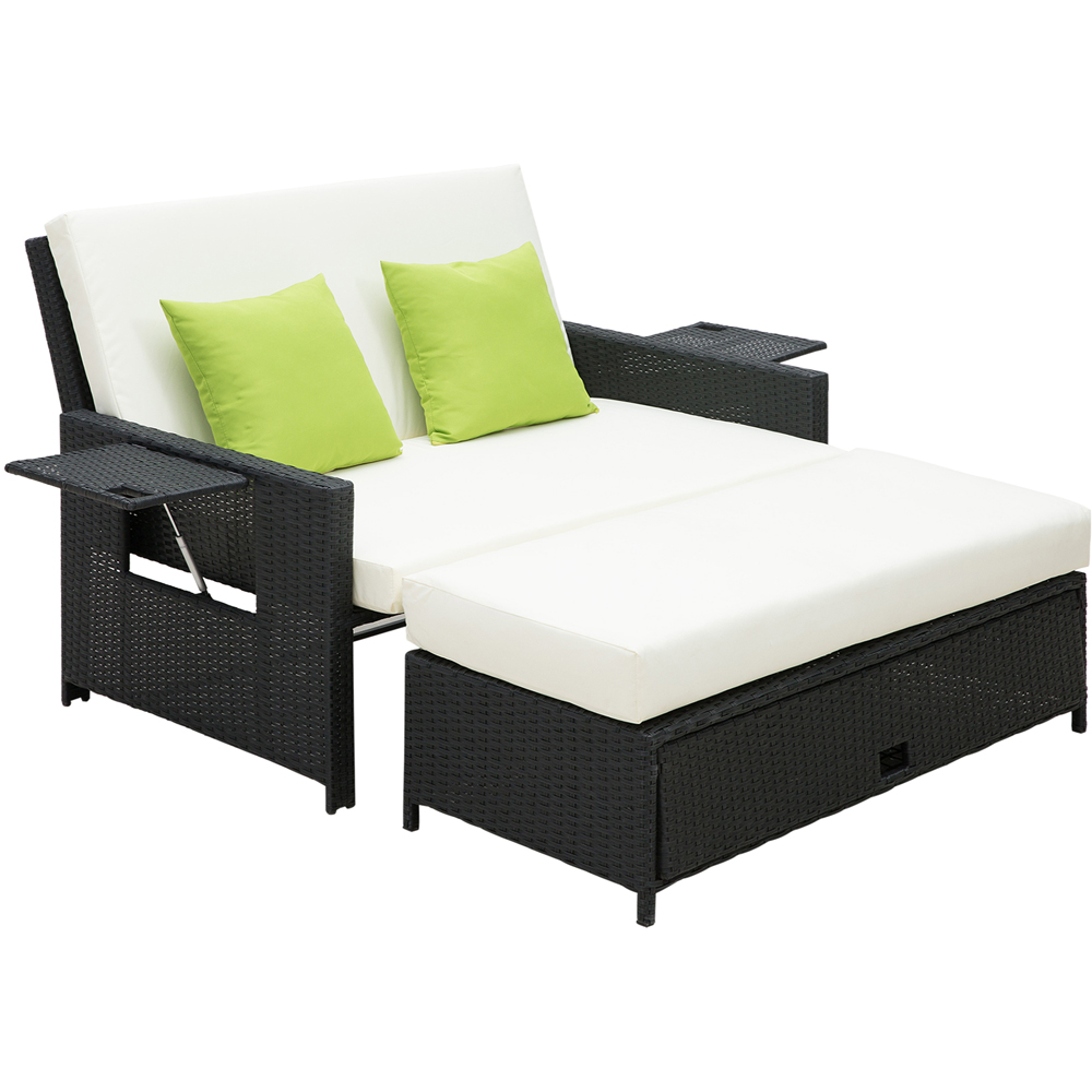 Outsunny 2Â Seater Black Rattan Daybed Image 2