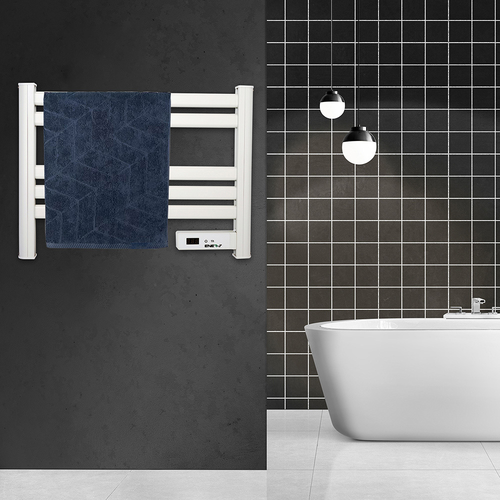 ENER-J White Infrared Heating Towel Rail with LED Screen and BS Plug 1.2m Image 2