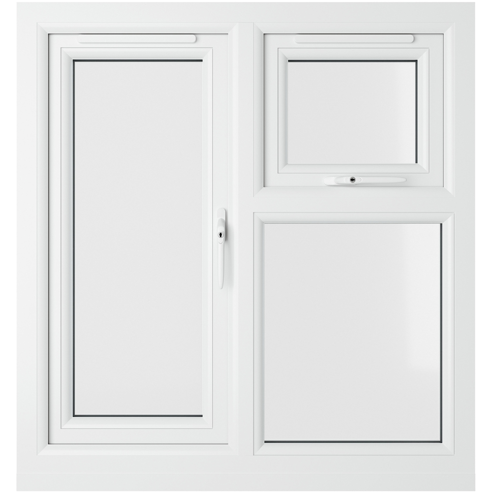 Crystal RH Side Hung and Top Opener Grey and White Clear Glass uPVC Triple Glazed Window 965 x 905mm Image 2