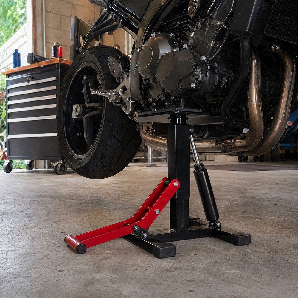 Monvelo Black Height Adjustable H-Shaped Hydraulic Motorcycle Lift Stand Image 3