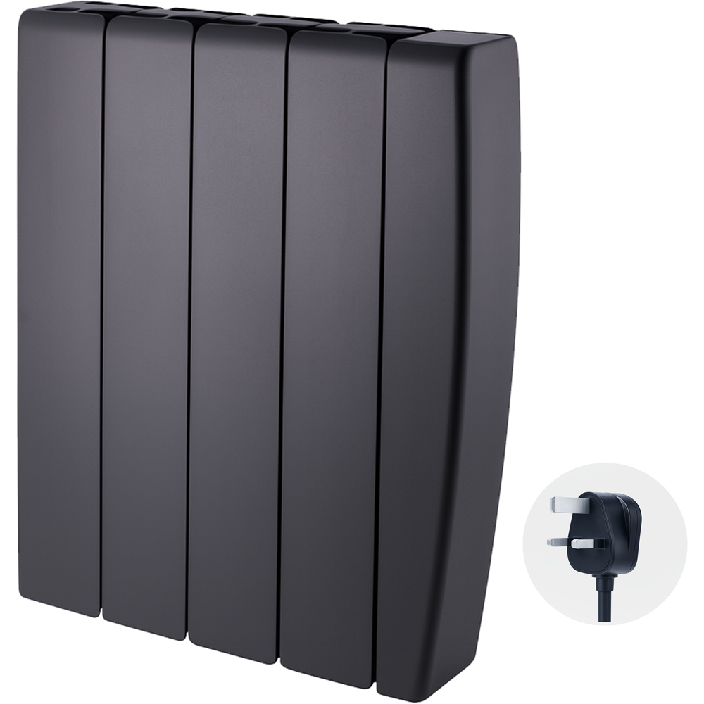TCP Smart Black Ceramic Wall-Mounted Electric Panel Radiator 1000W Image 5