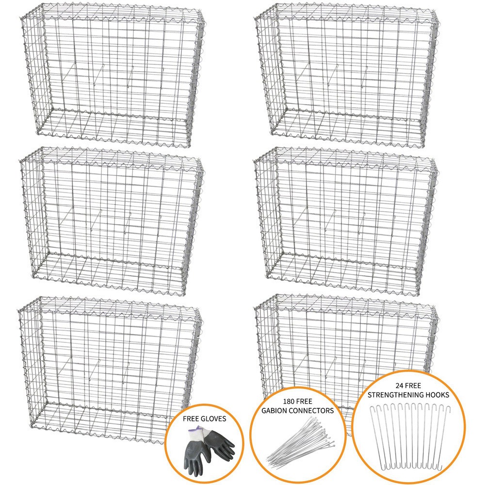 MonsterShop Gabion Basket 100 x 80 x 30cm 6 Pack Image 3