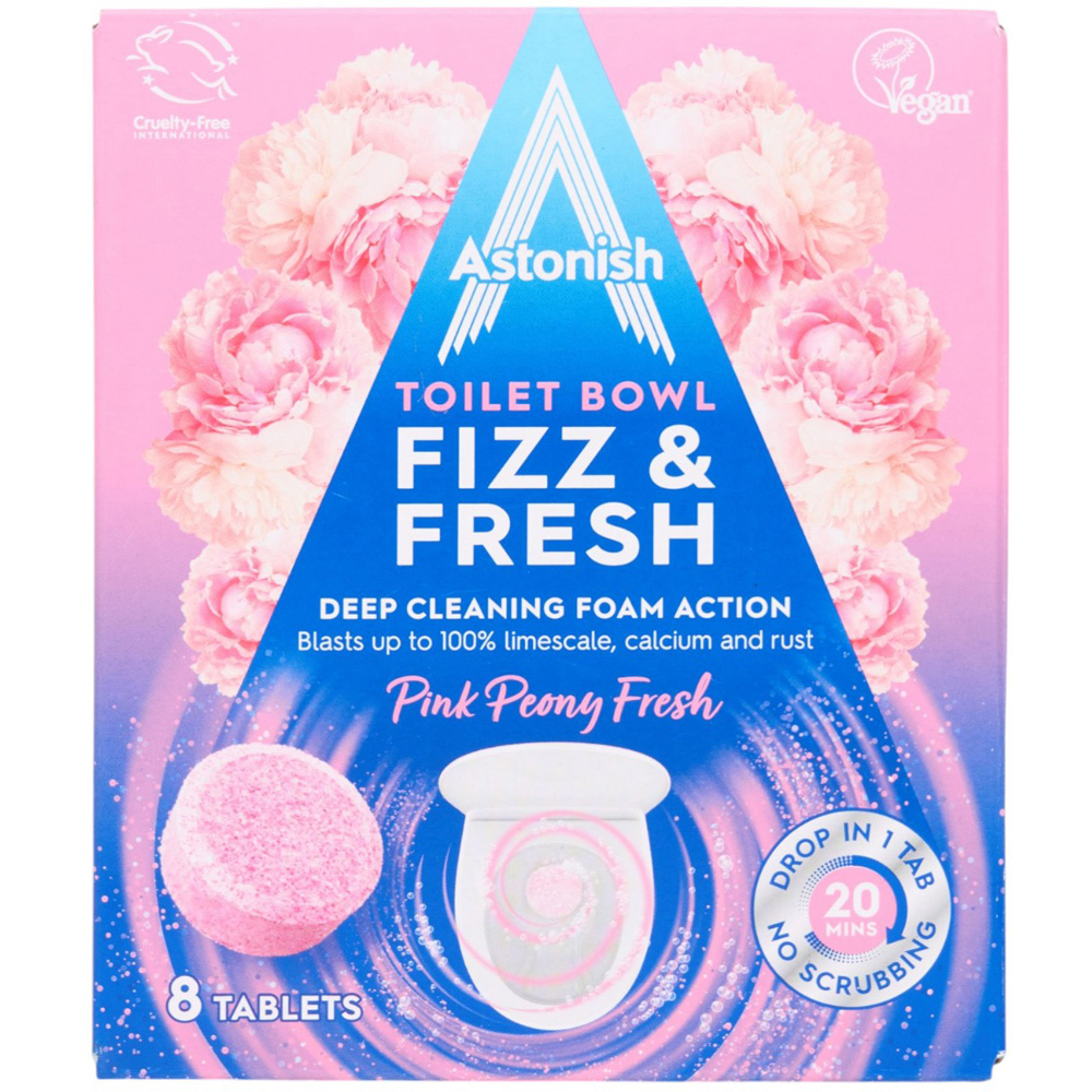 Astonish Toilet Bowl Fizz and Fresh Pink Peony Fresh Cleaning Tablets 25g 8 Pack Image 2