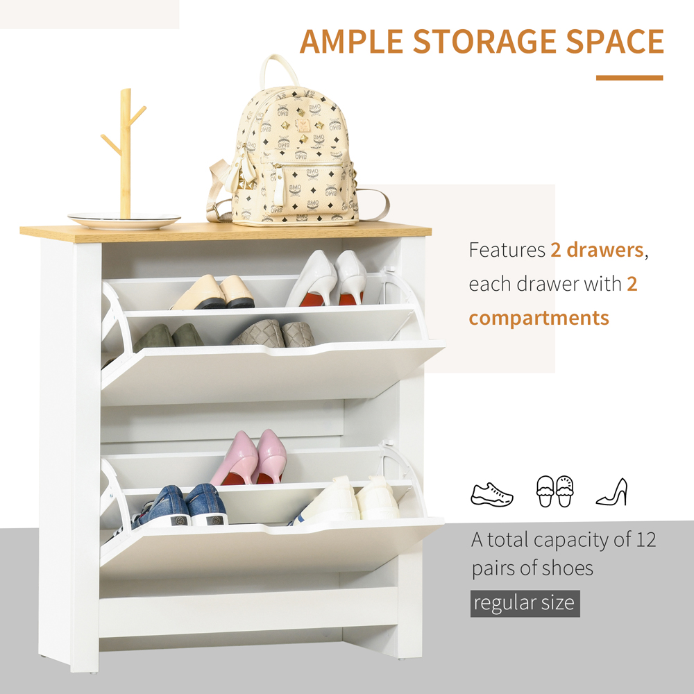 Portland 2 Flip Down Door White Shoe Cabinet Image 6