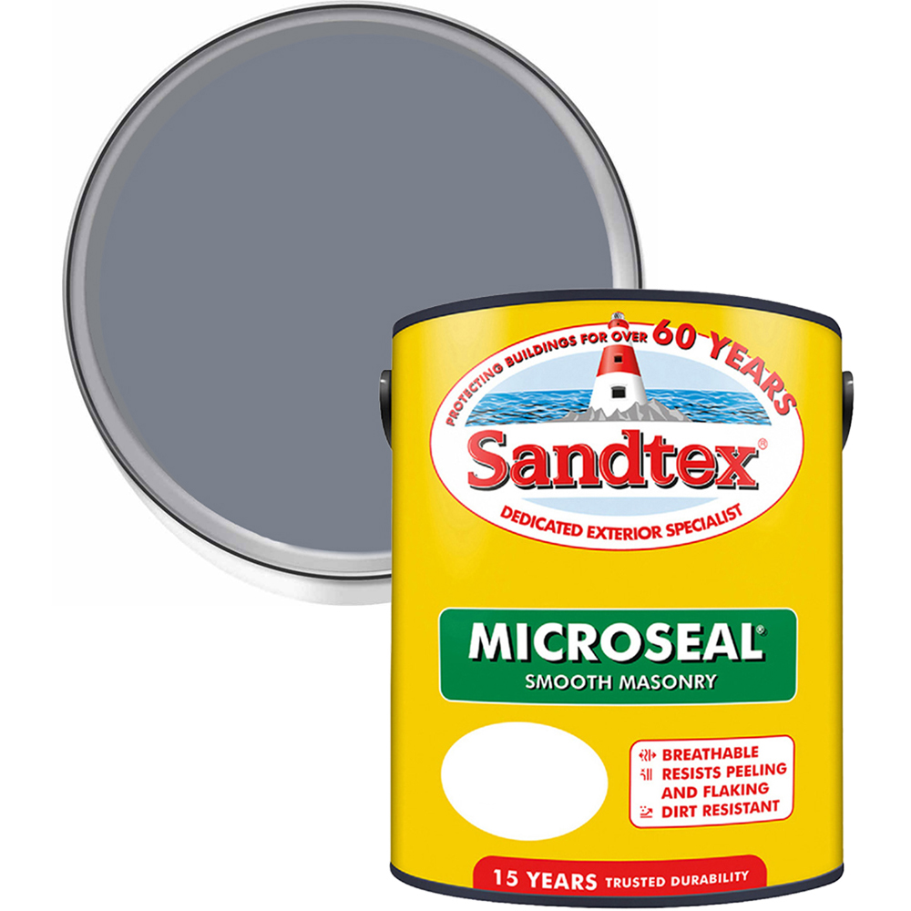 Sandtex Retail Vermont Grey Microseal Masonry Paint 5L Image 1