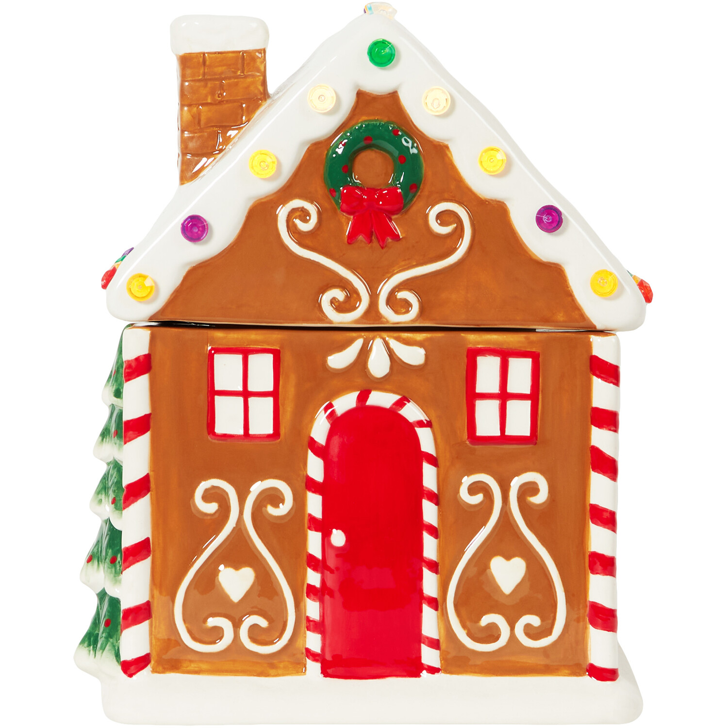 LED Gingerbread House Cookie Jar - Brown Image 2