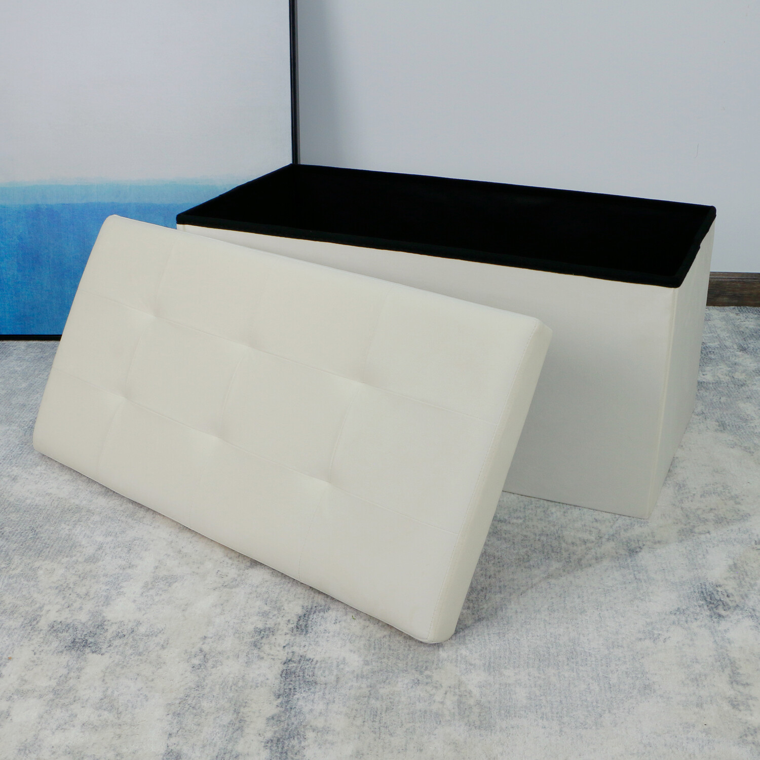 Seville Cream Brushed Velvet Storage Trunk Image 5