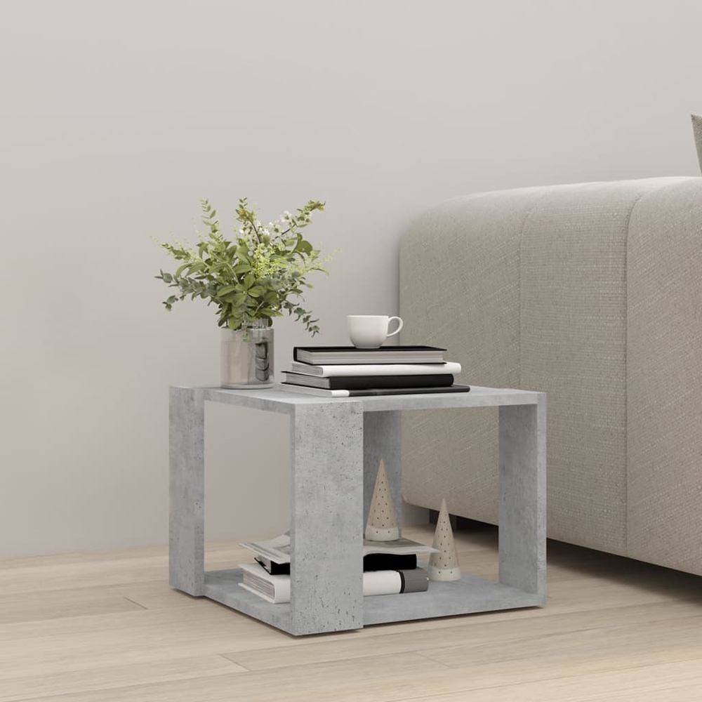 Walplus 2-Tier Concrete Grey Square Coffee Table Image 3