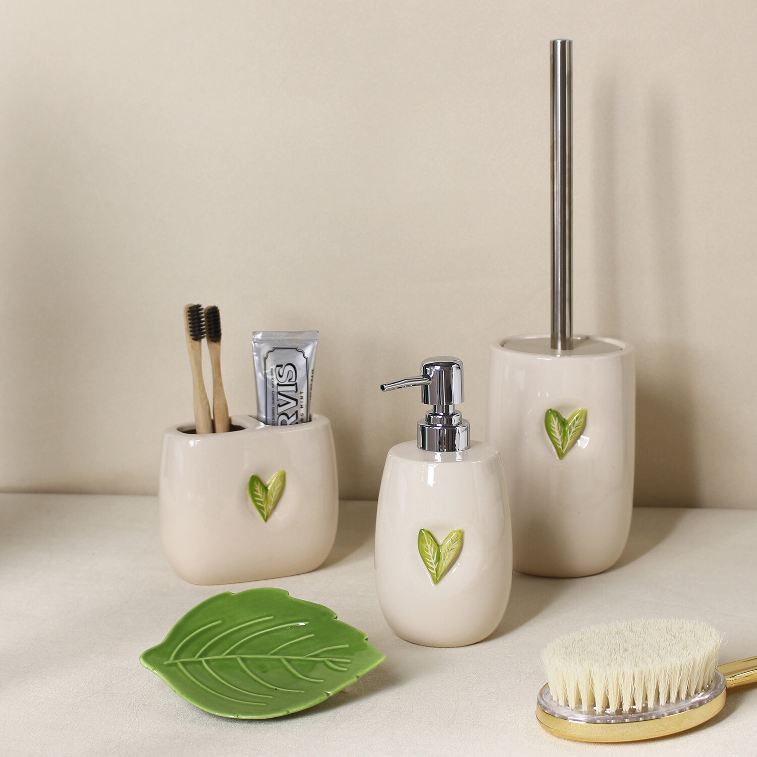 Green Leaf Toothbrush Holder - Neutral Image 2