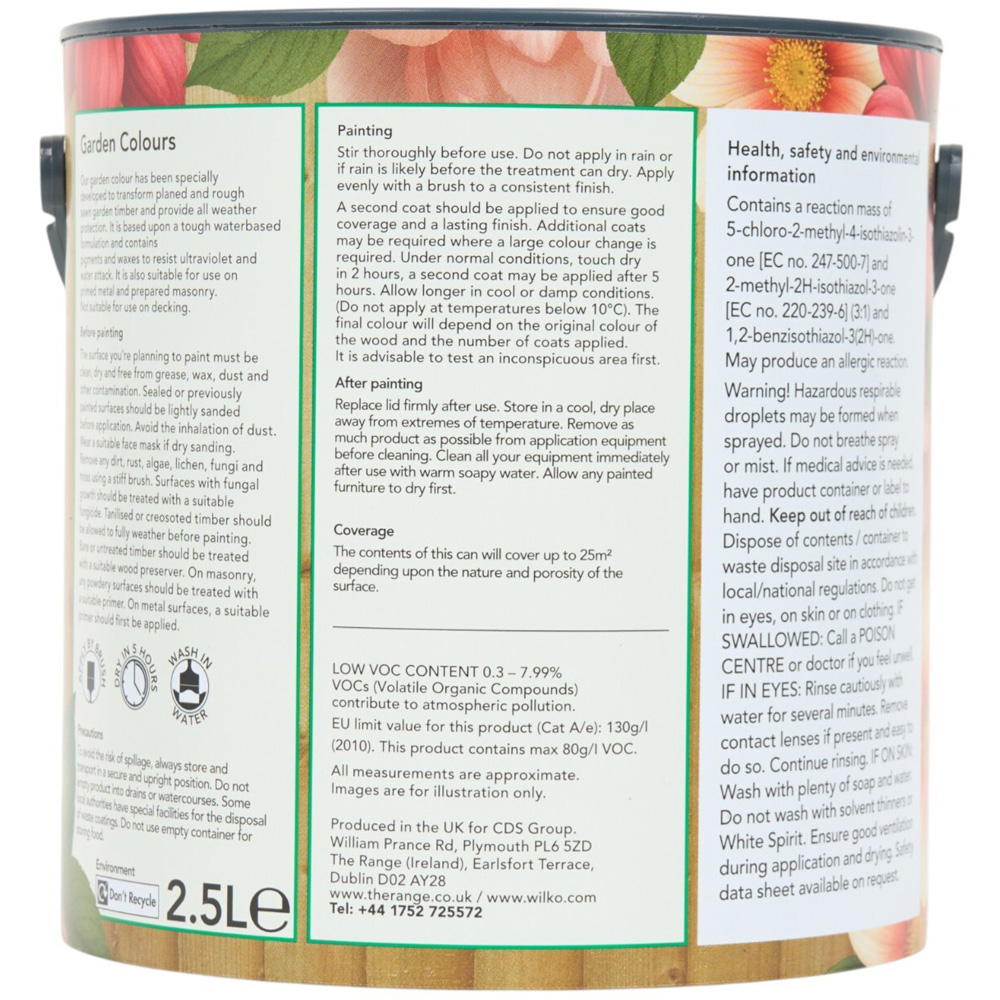Wilko Garden Colours Night Sky Blue Wood Paint 2.5L Image 2
