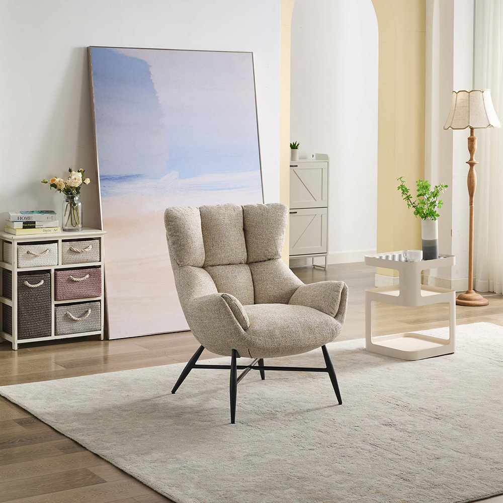 Milltown Beige Textured Fabric High Back Accent Chair Image 3