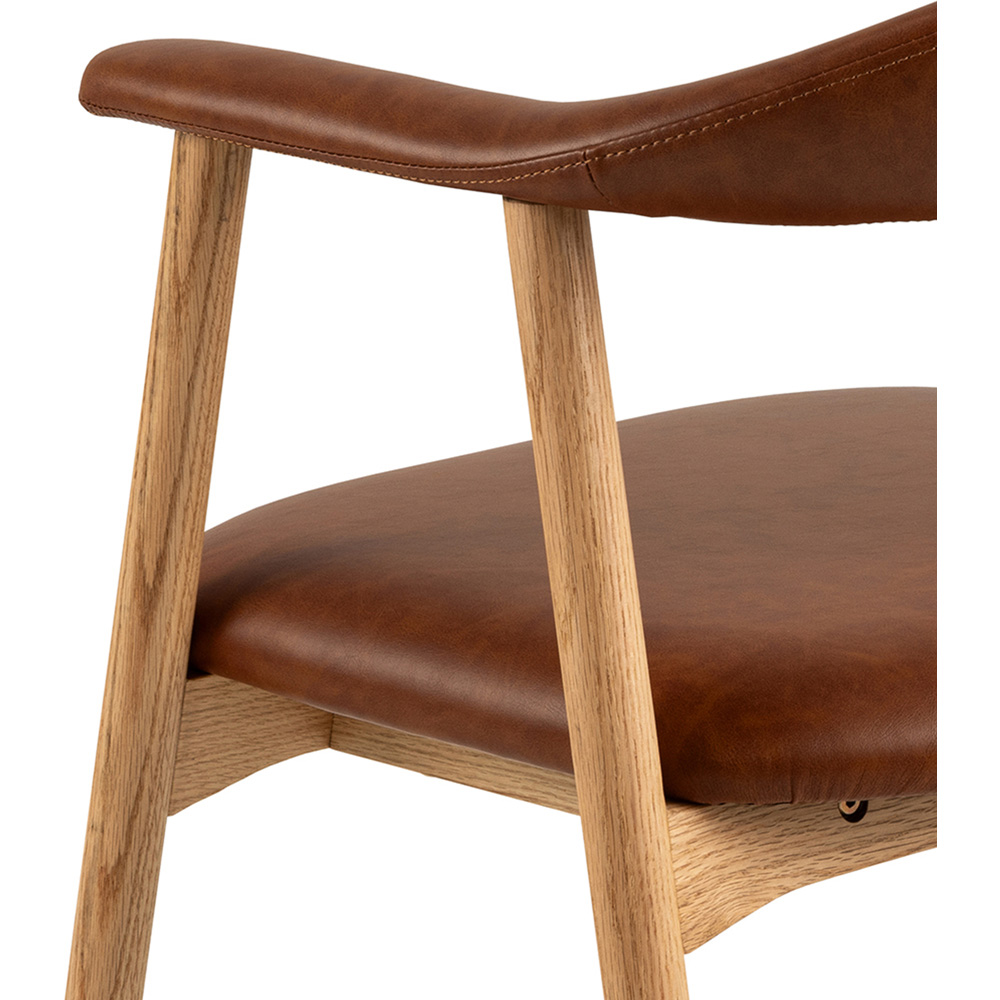Furniture To Go Addi Retro Brandy PU Leather Dining Chair with Armrest Set of 2 Image 7