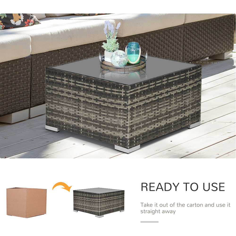 Outsunny Grey Rattan Coffee Table Image 3