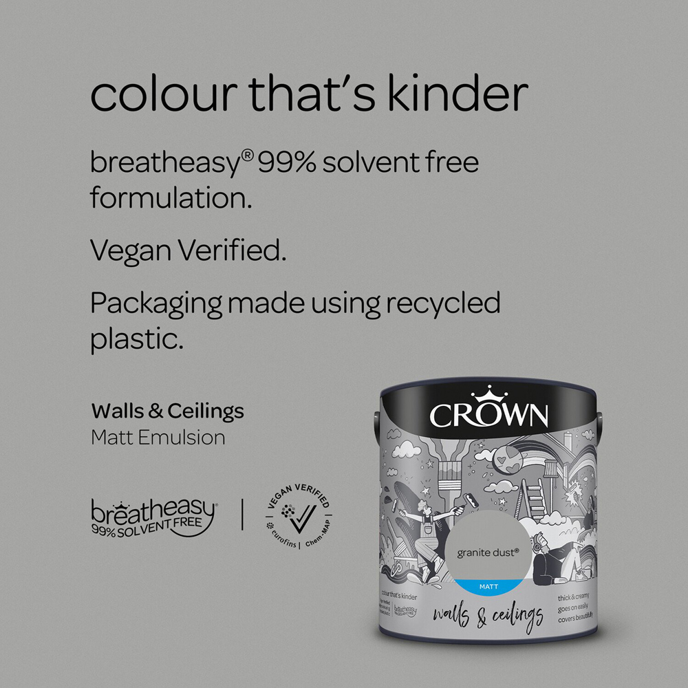 Crown Wall & Ceilings Granite Dust Matt Emulsion 2.5L Image 7