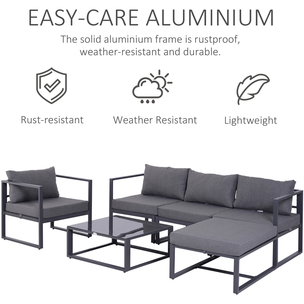 Outsunny 5 Seater Grey Sofa Lounge Set Image 4