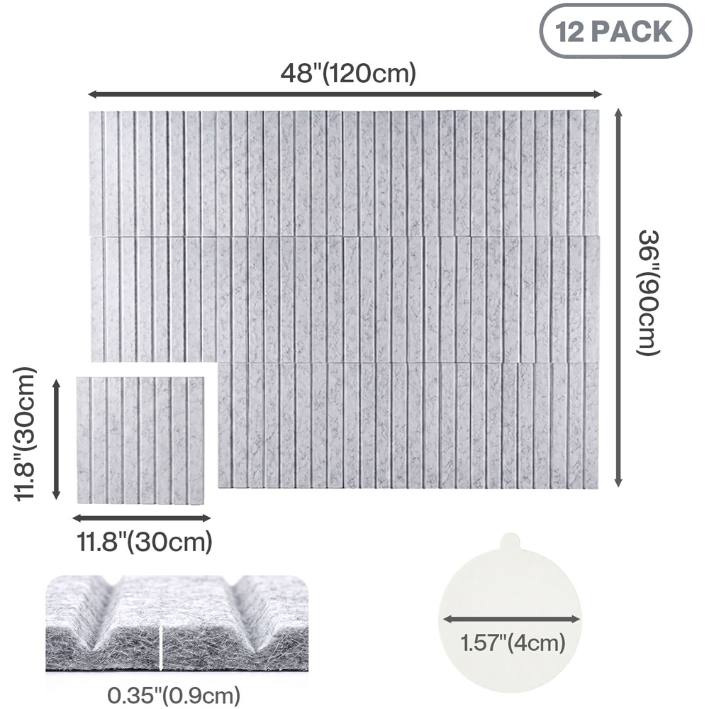 Levede Grey Felt Self Adhesive Notice Board Wall Tile 30 x 30cm 12 Pack Image 9