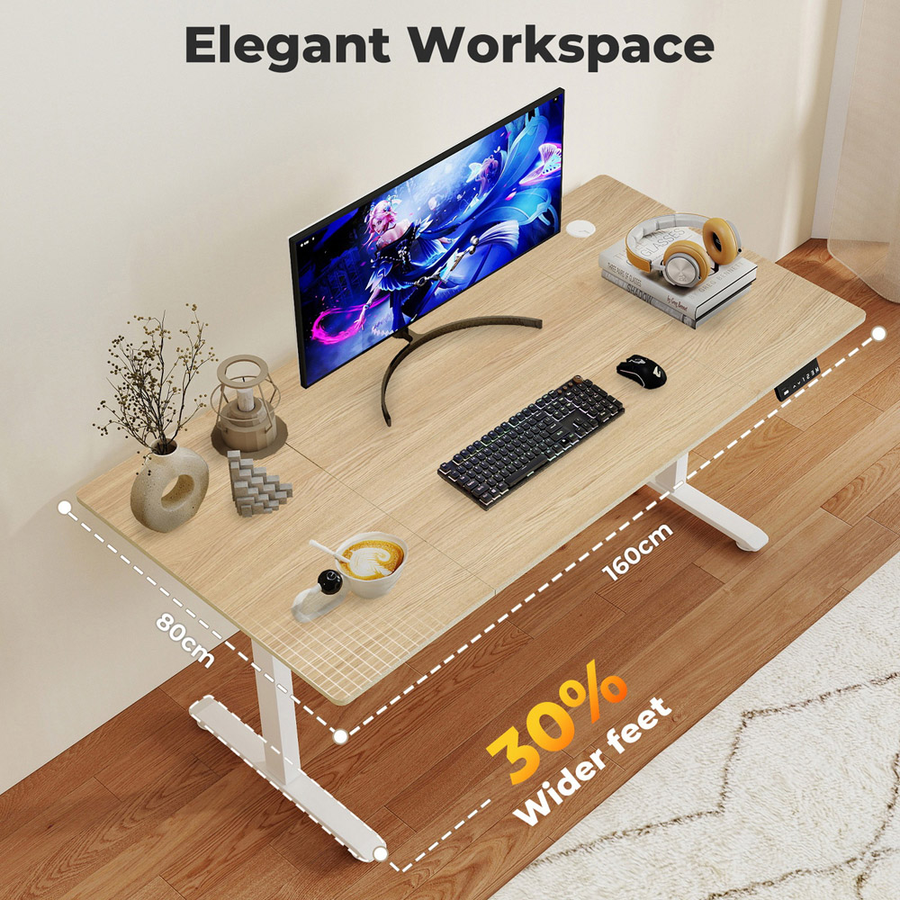 Levede Natural Height Adjustable Standing Electric Computer Desk 72-116cm Image 8