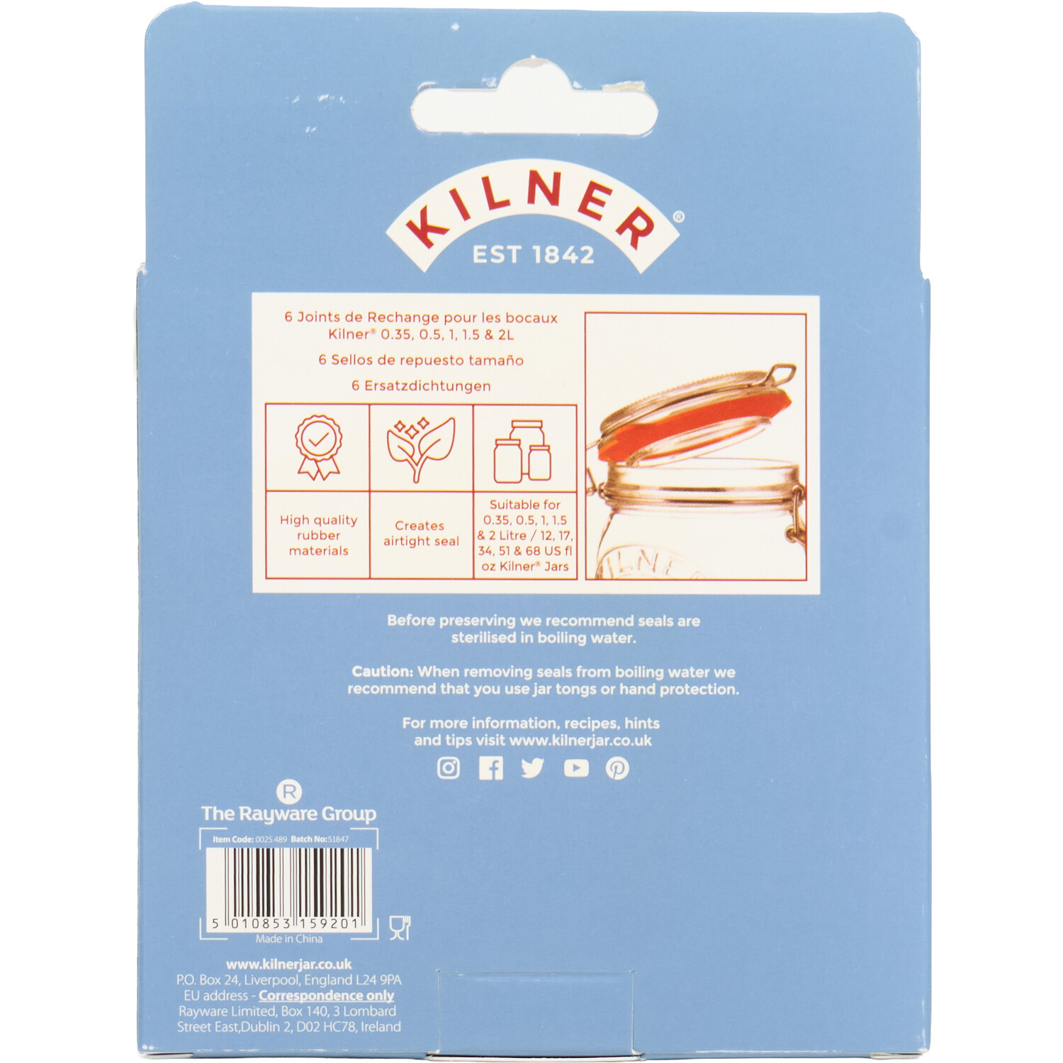 Pack of 6 Kilner Rubber Seals Orange Image 3