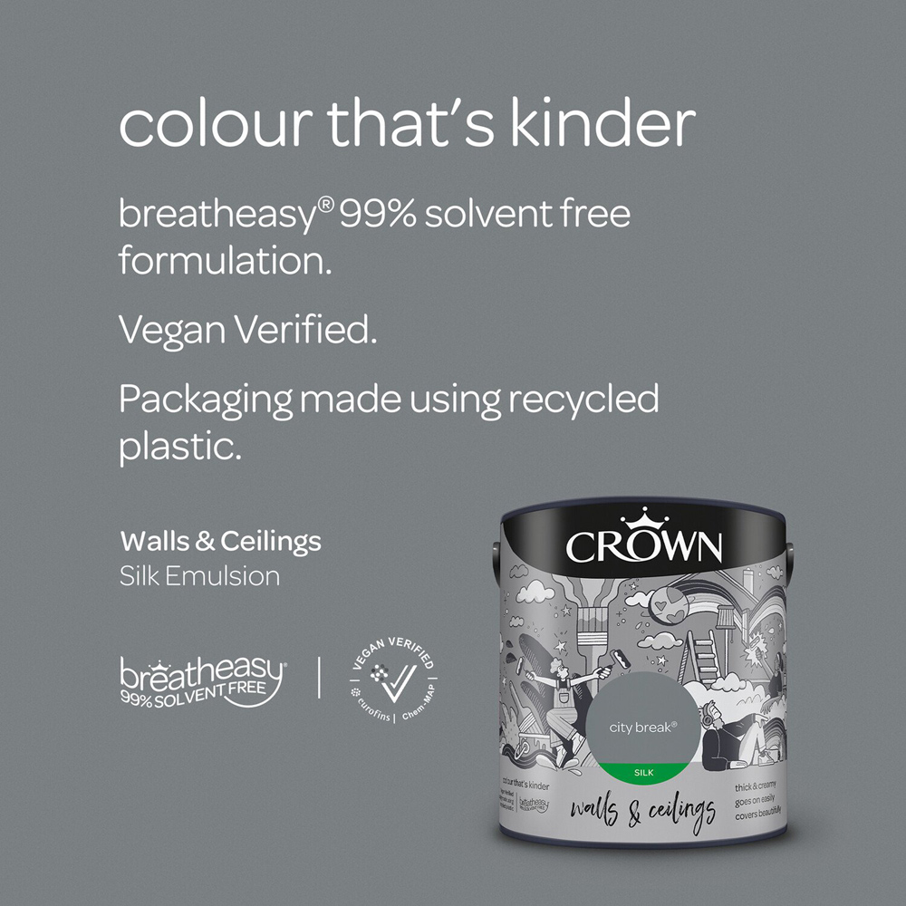 Crown Wall & Ceilings City Break Silk Emulsion 2.5L Image 7