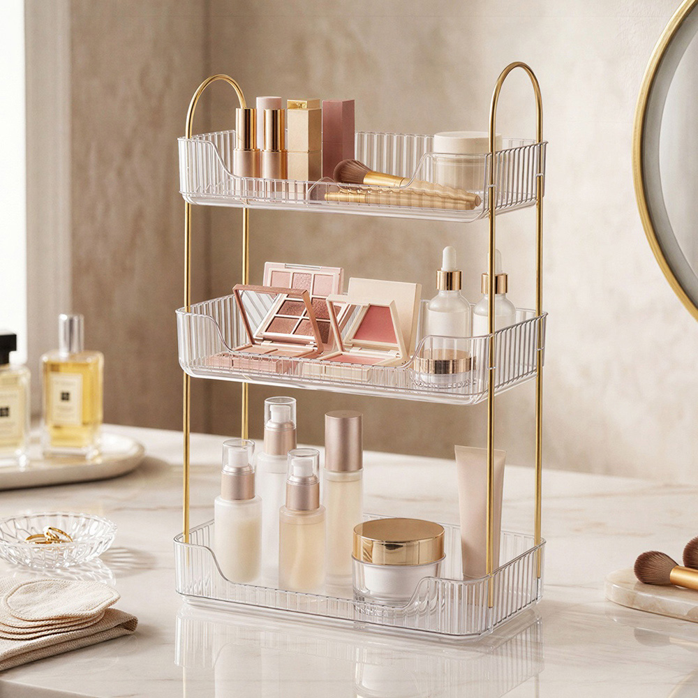 ilus White 3 Shelf Makeup Organiser Rack Image 2