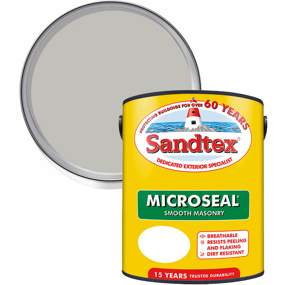 Sandtex Retail Light Grey Microseal Masonry Paint 5L Image 1