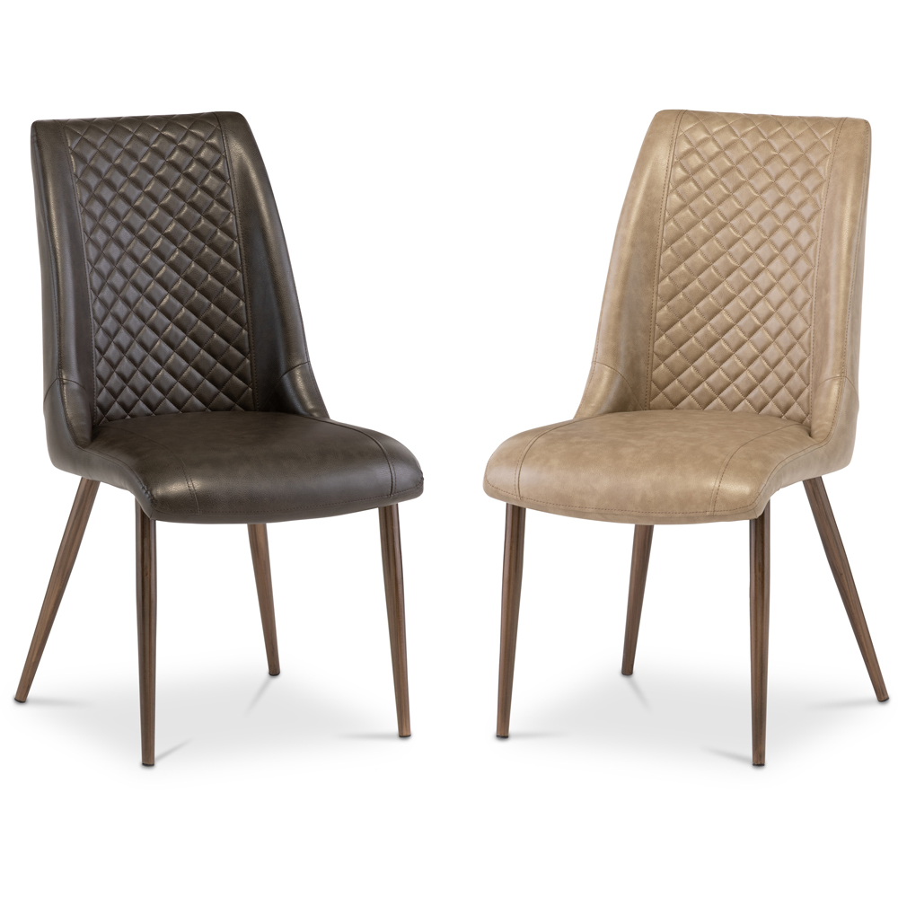 WF Amber Taupe Faux Leather Dining Chair with Brushed Brass Legs Set of 2 Image 4