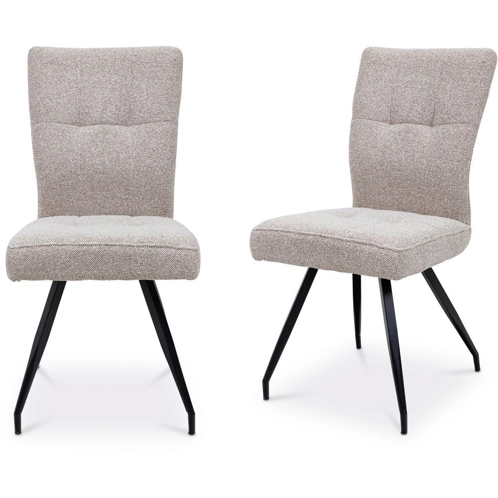 WF Daisy Cobble Natural Fabric Dining Chairs with Black Legs Set of 2 Image 4