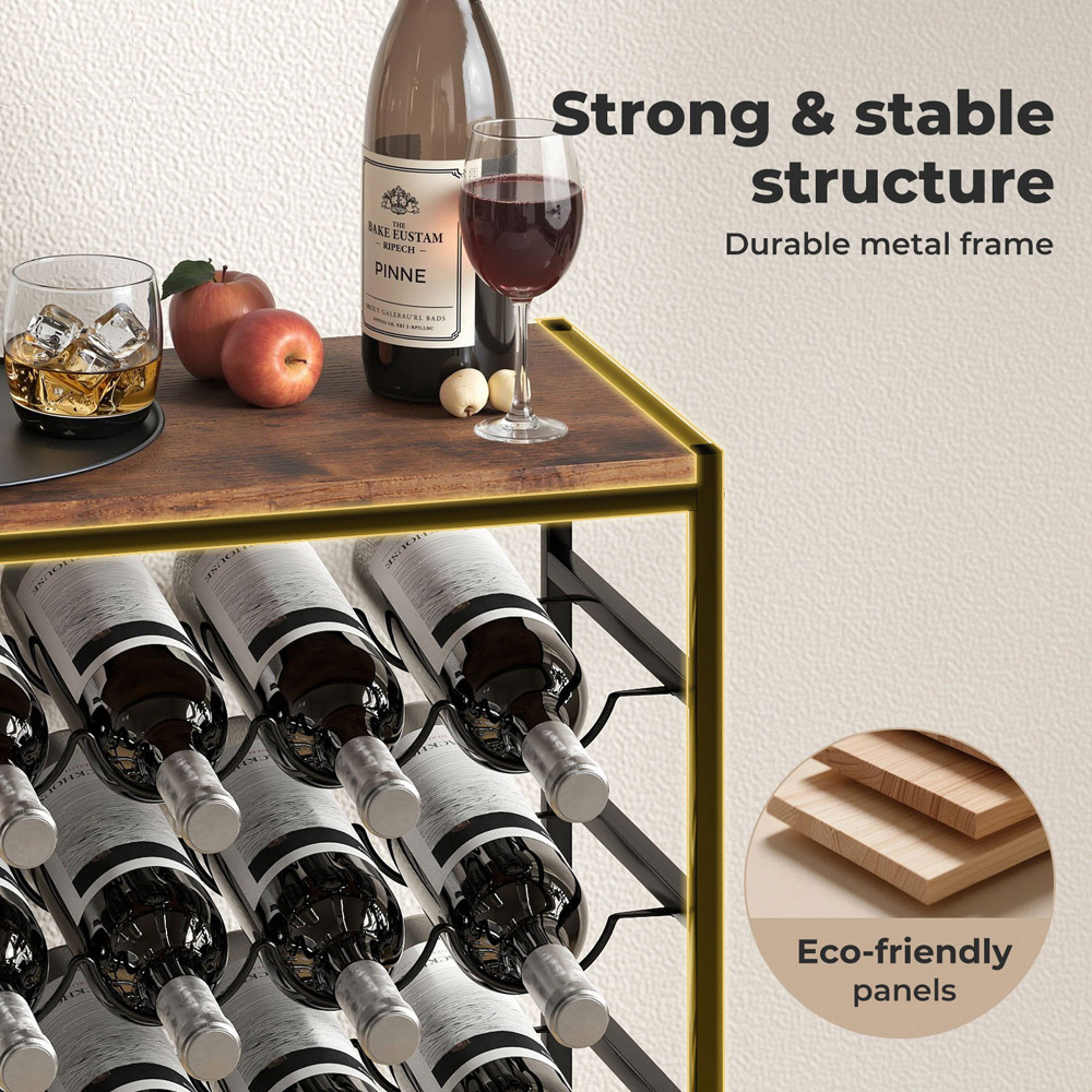 Levede Black and Brown Wooden Freestanding Wine Rack 30 Bottle Image 5