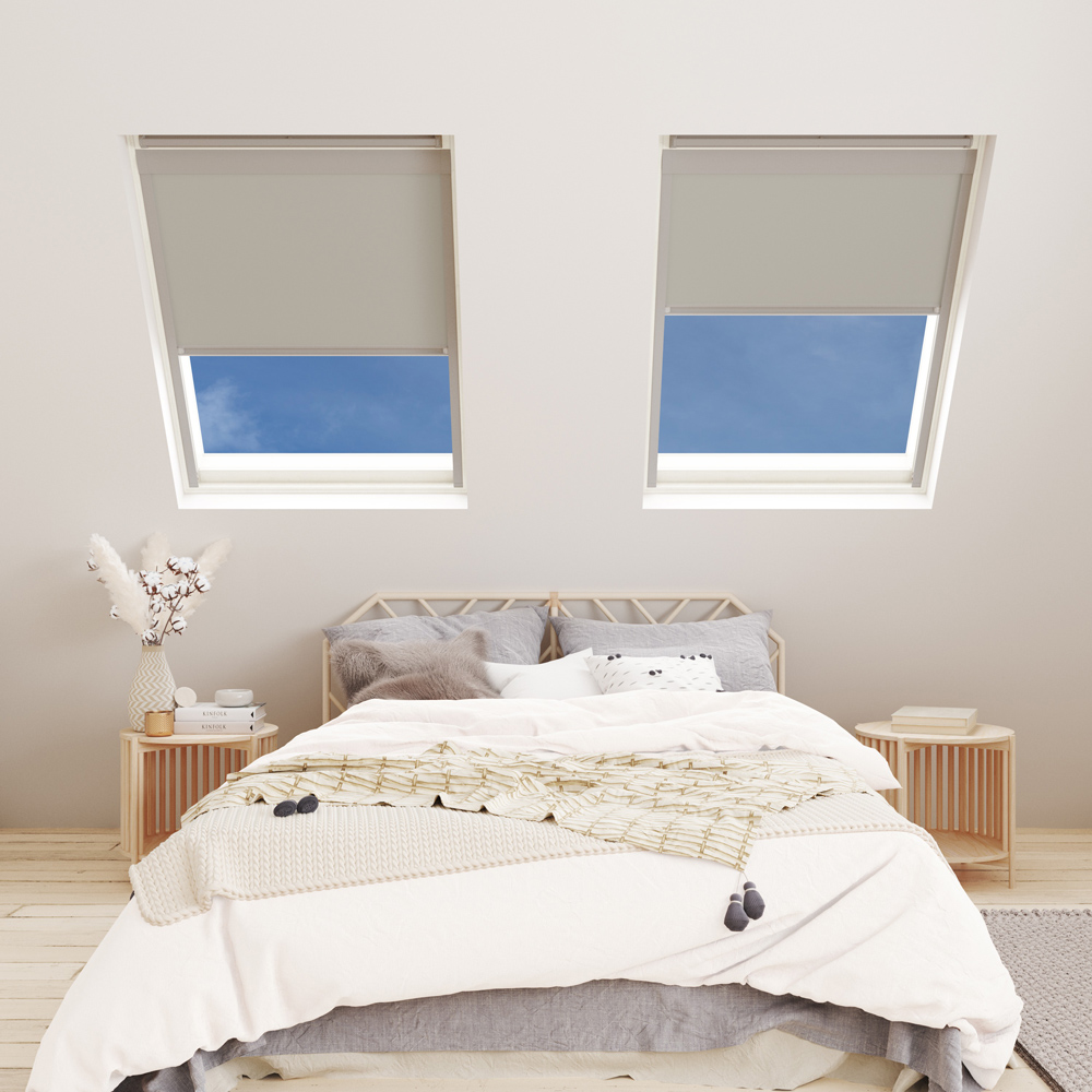 Bloc Blinds Light Grey Blackout Silver Frame Size C02 Velux Roof Window Skylight Blind Image 2