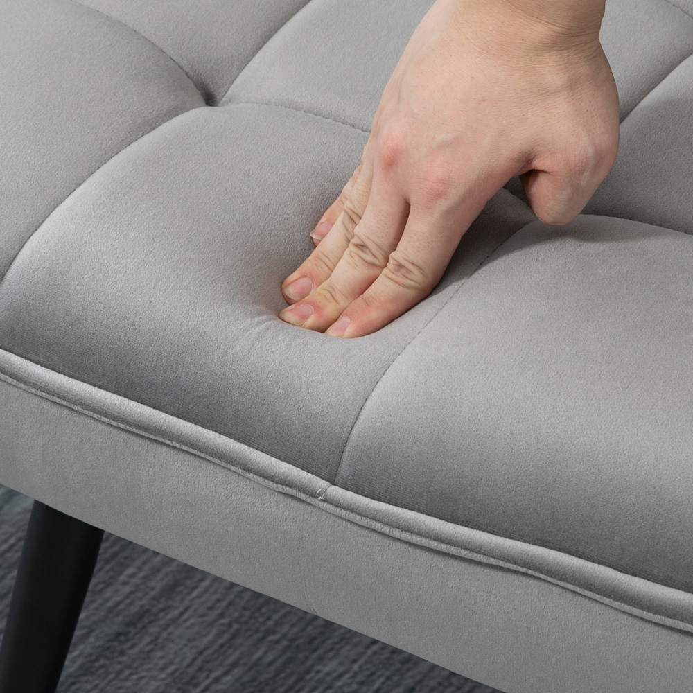 HOMCOM Armless Accent Chair with Footstool Set with Pillow and Steel Legs Grey Image 5