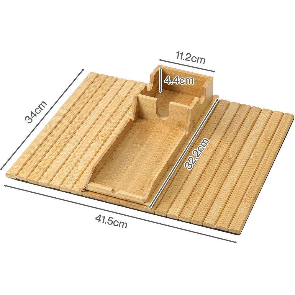 Levede Bamboo Sofa Arm Tray Table with Mug Holder Image 9