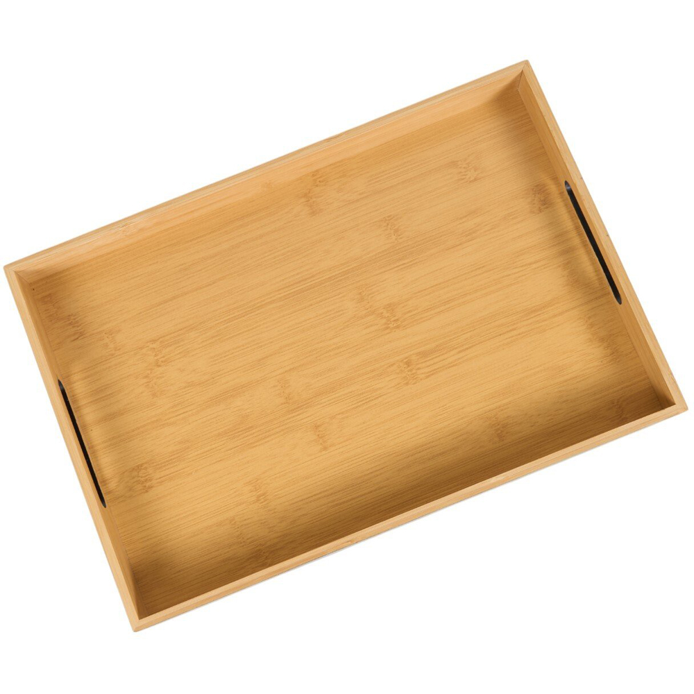 Black Large Bamboo Tray Black Image 2