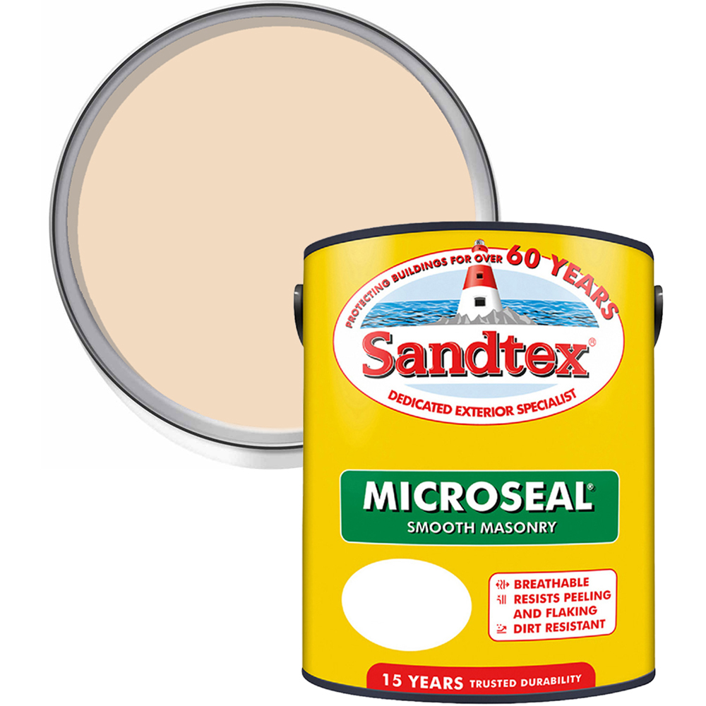 Sandtex Retail Light Cream Microseal Masonry Paint 5L Image 1