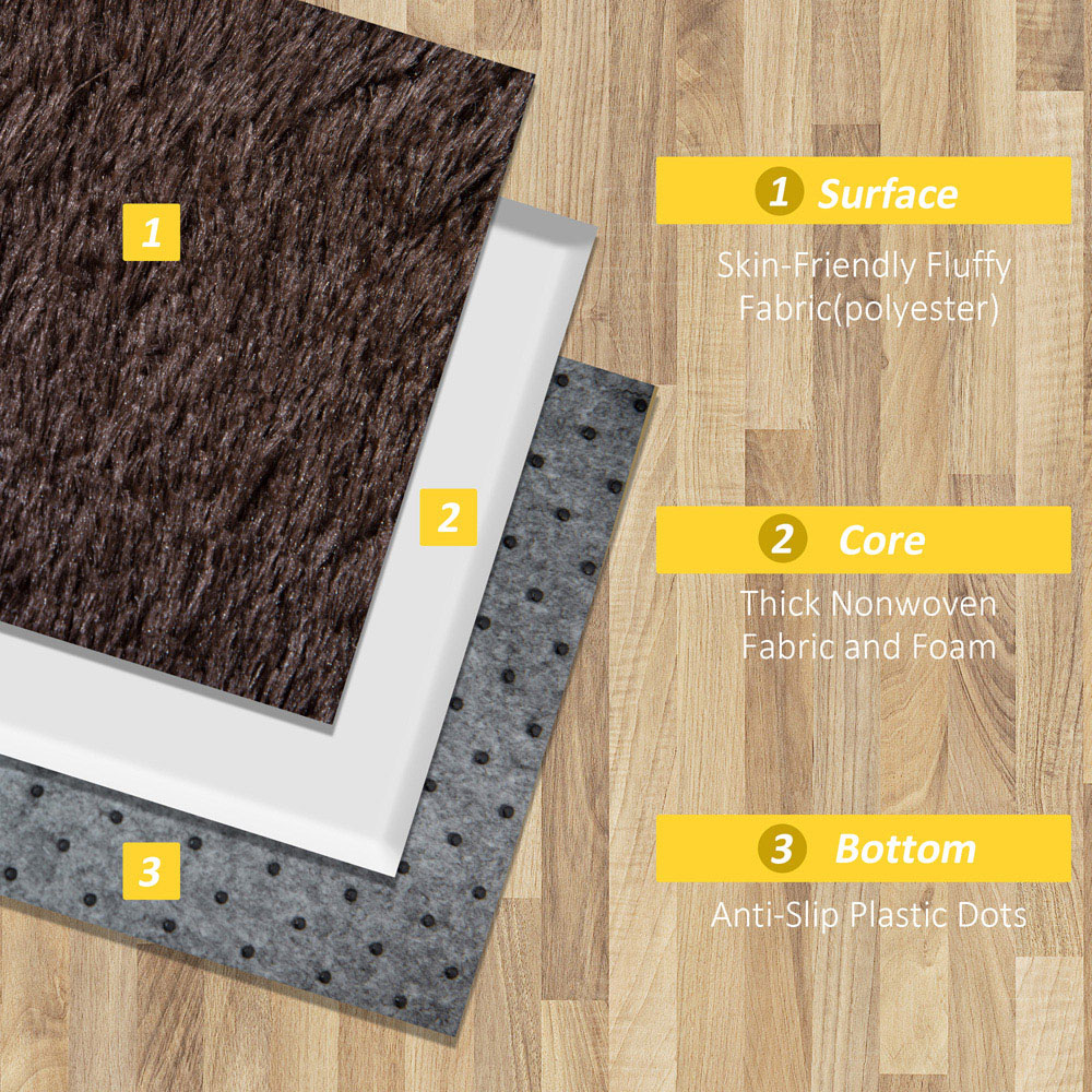 HOMCOM Brown Fluffy Area Rug Shaggy Carpet for Living Room, Bedroom, 120x200cm Image 4