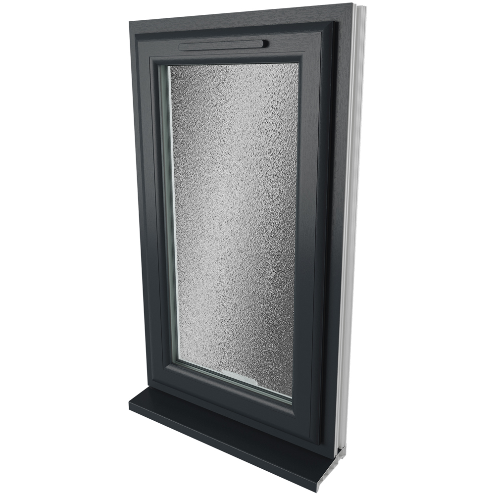 Crystal RH Side Hung Grey and White Obscure Glass uPVC Triple Glazed Window 1115 x 610mm Image 9