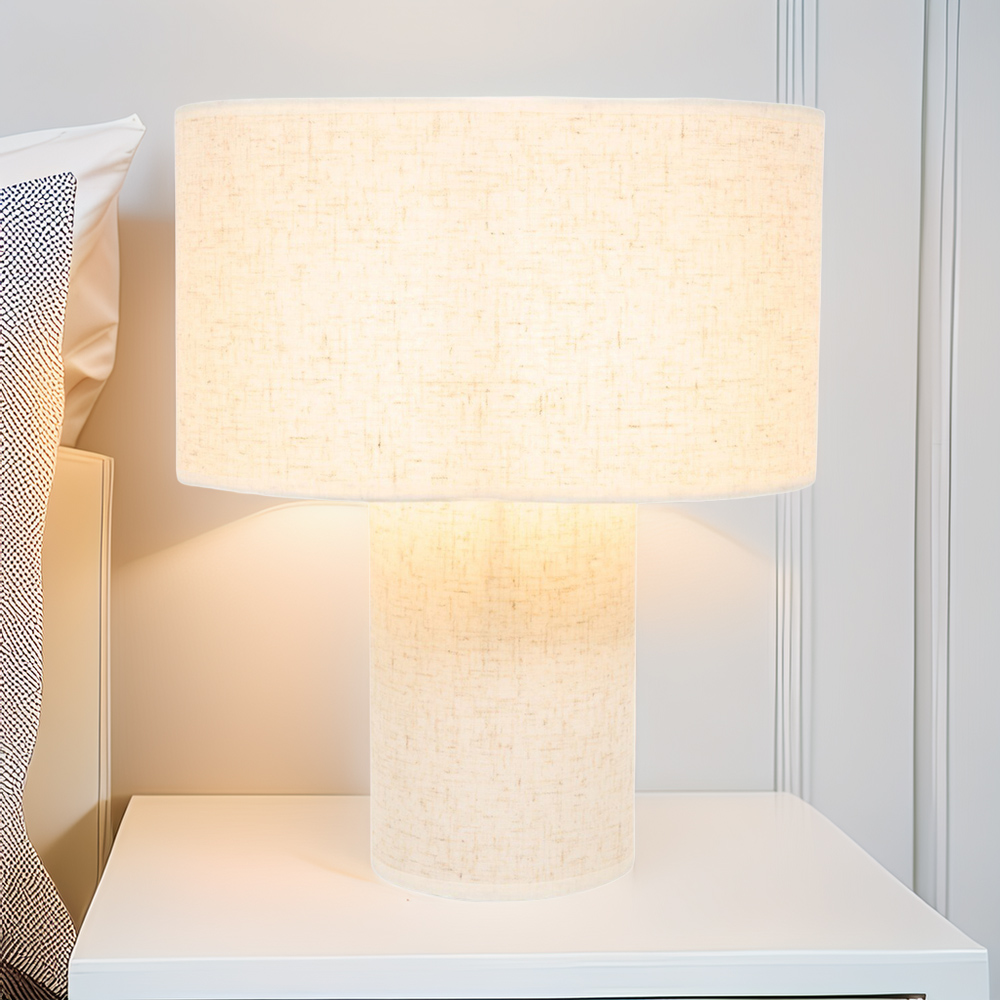 Linen Table Lamp Beige Image 2