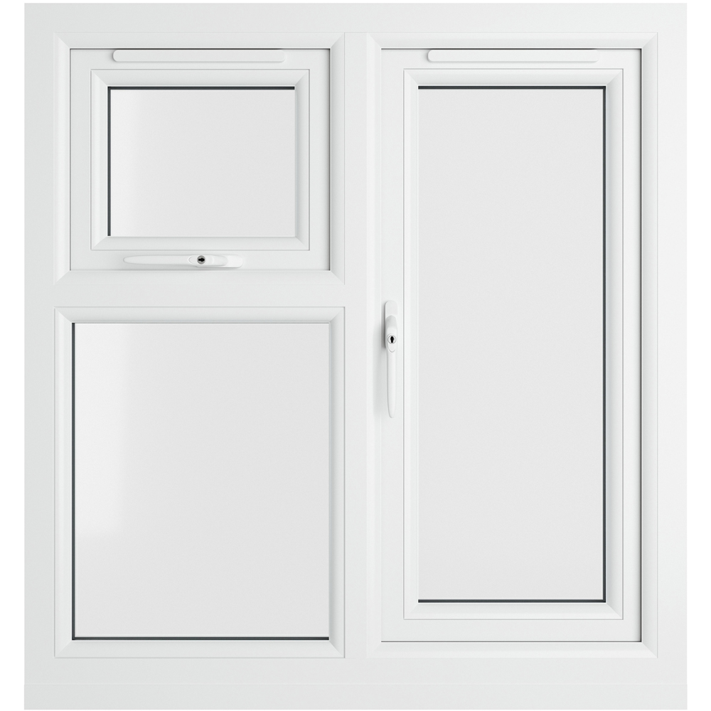 Crystal LH Side Hung and Top Opener Grey White Clear Glass uPVC Double Glazed Window 905 x 965mm Image 2