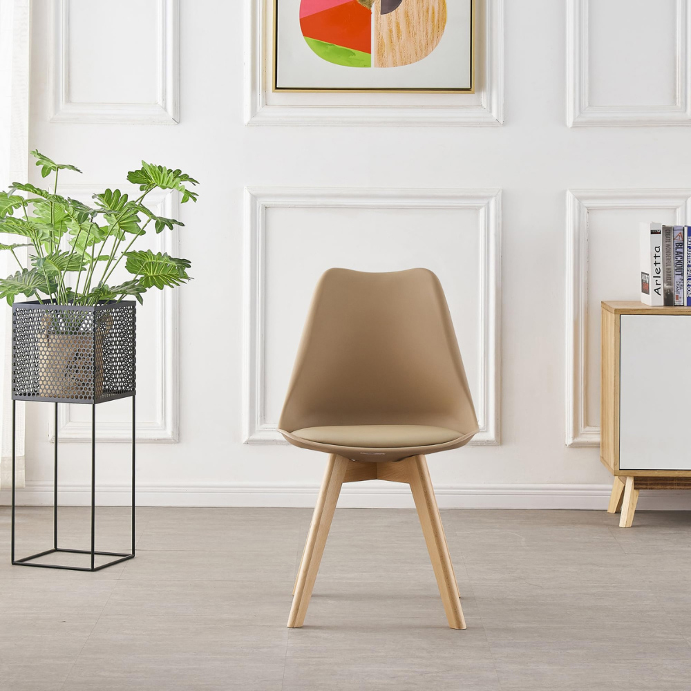 Life Interiors Lorenzo Vanilla Faux Leather Plastic Dining Chairs Set of 2 Image 6