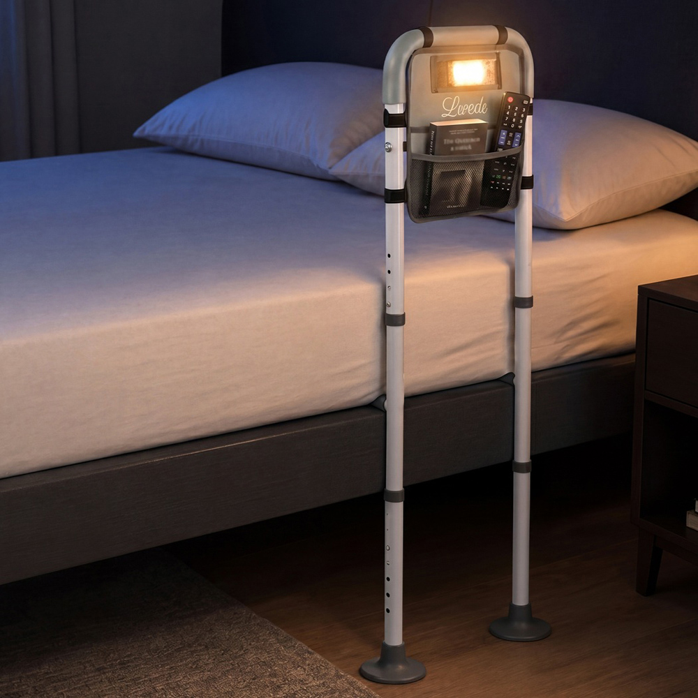 Levede Adjustable Bed Rail with LED Sensor Light and Storage Pocket Image 2