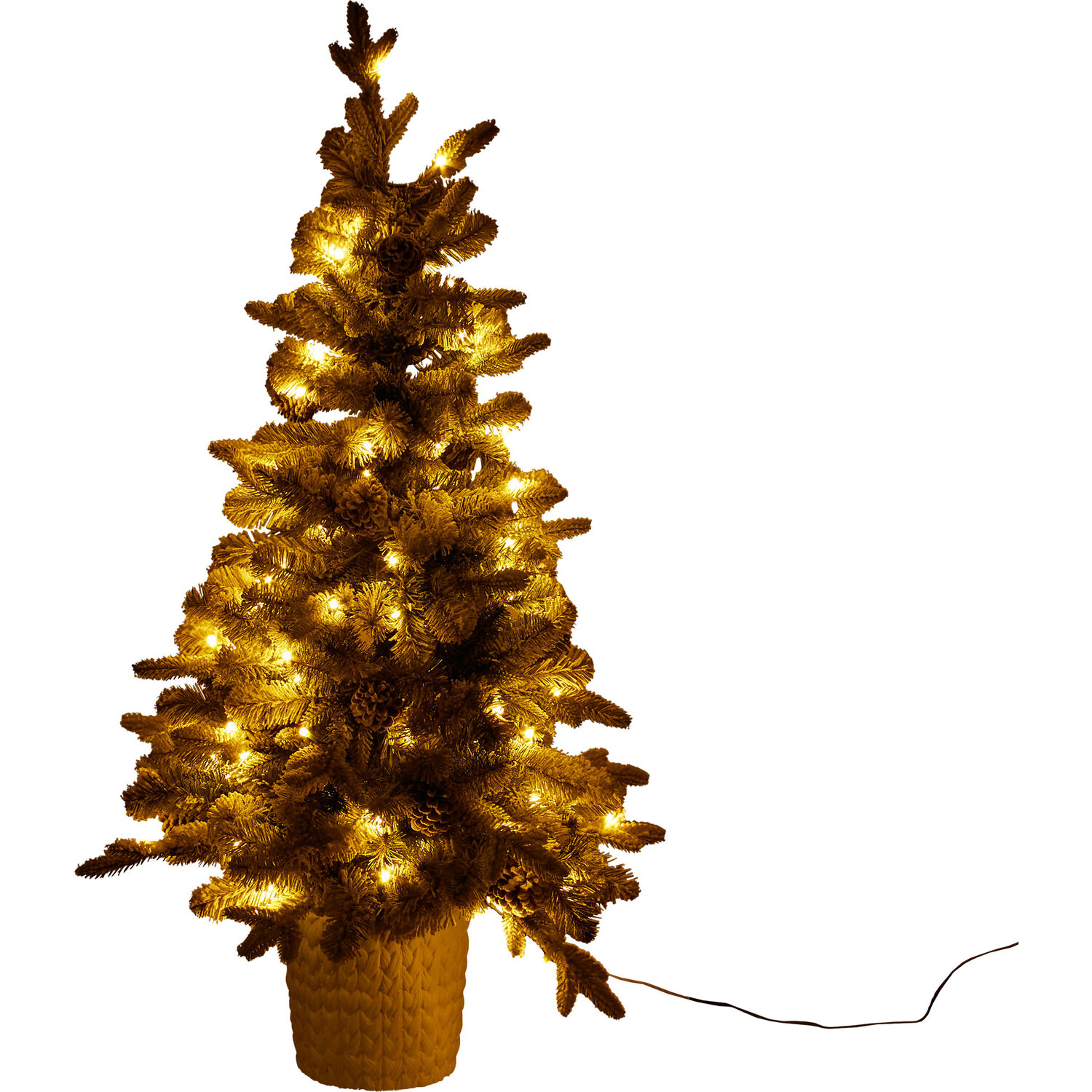 4ft Flocked Potted Pre-lit Tree Image 3