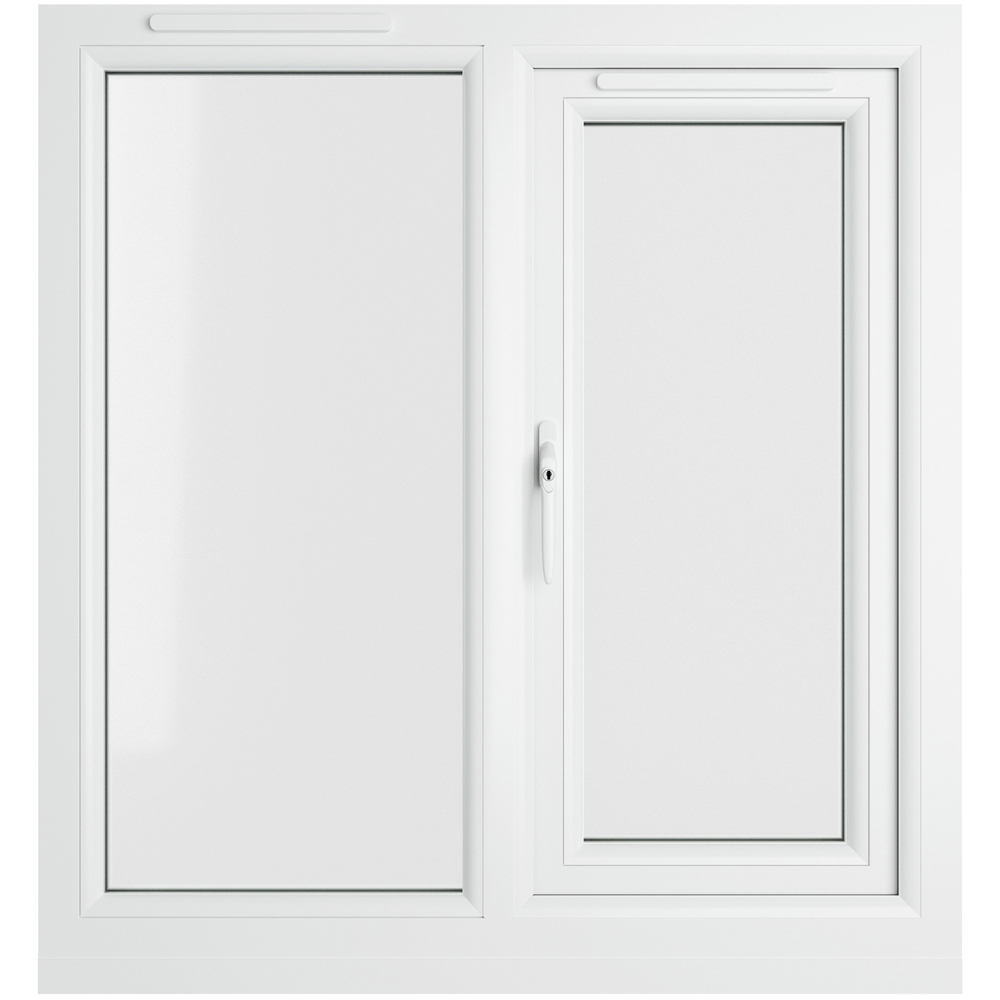Crystal LH Side Hung Next to Fixed Grey and White Clear Glass uPVC Triple Glazed Window 905 x 965mm Image 2