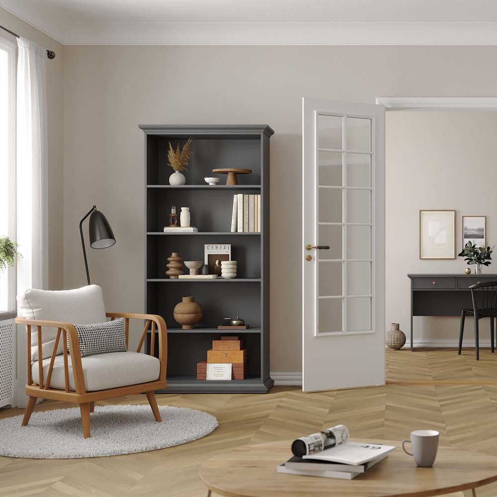 Furniture To Go Paris Matt Grey 5 Shelf Tall Bookcase Image 6