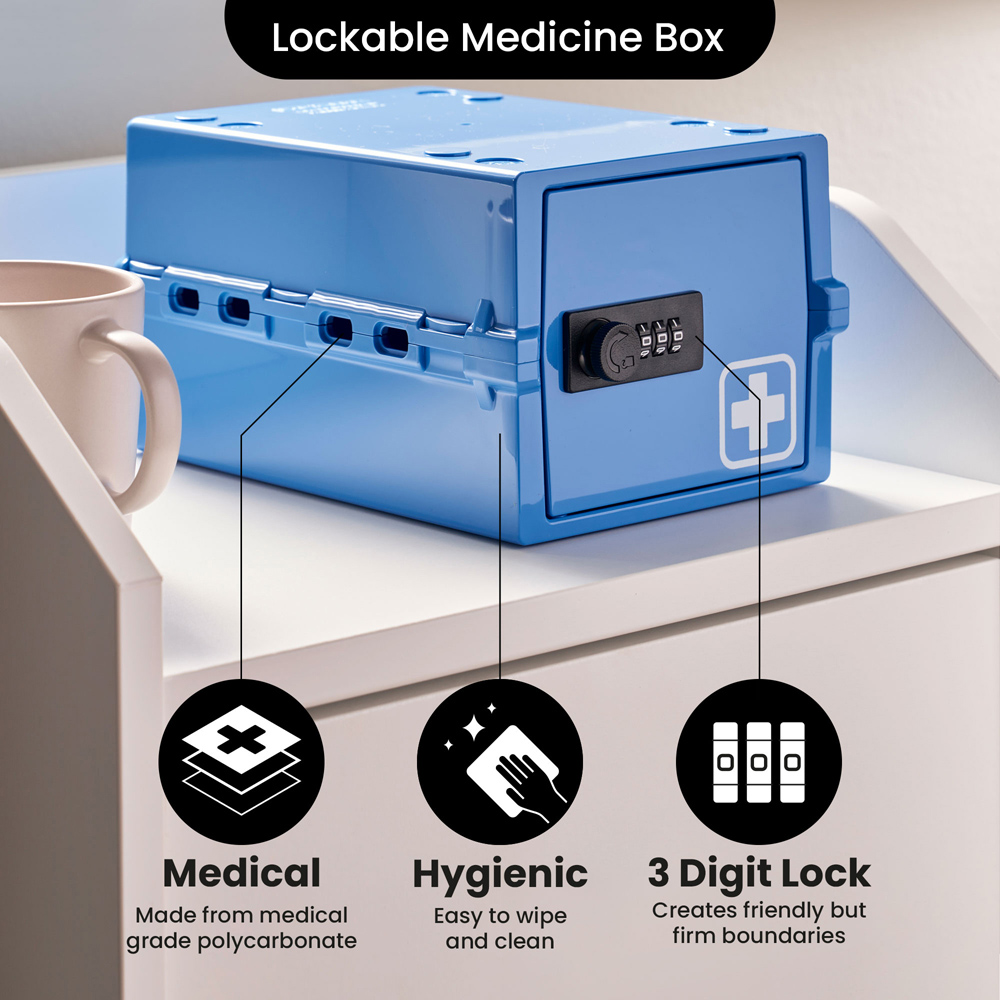 Lockabox 3L Medi Blue Lockable Mini Storage Box Image 7