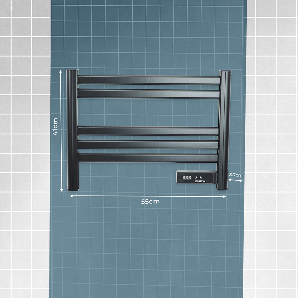 ENER-J Black Infrared Heating Towel Rail with LED Screen and BS Plug 1.2m Image 5