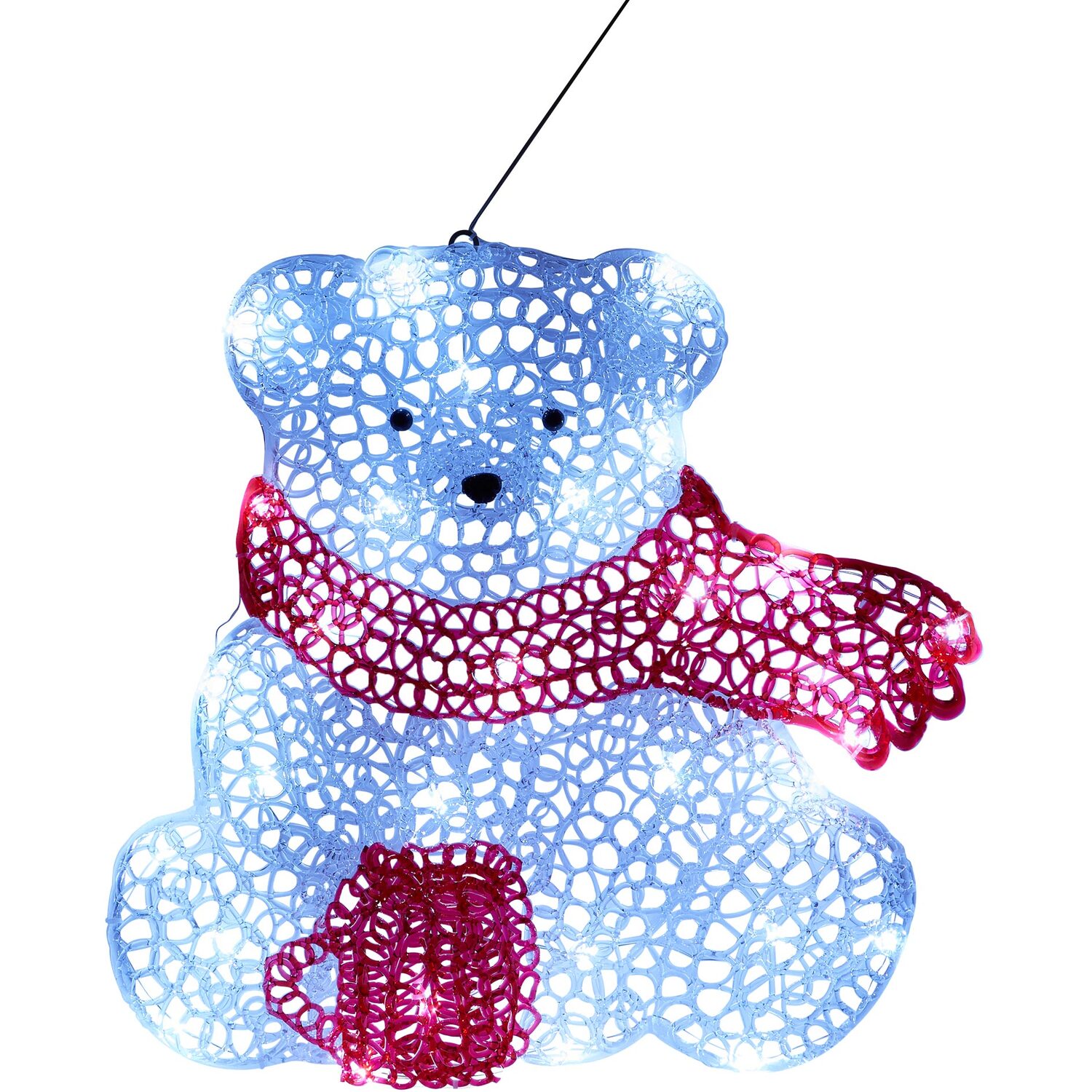 30 LED Acrylic Festive Teddy Bear - White Image 3