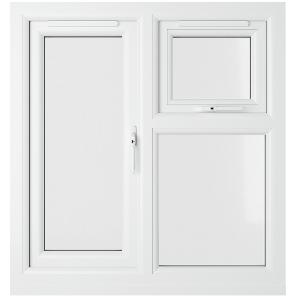 Crystal RH Side Hung and Top Opener White Clear Glass uPVC Triple Glazed Window 965 x 905mm Image 2