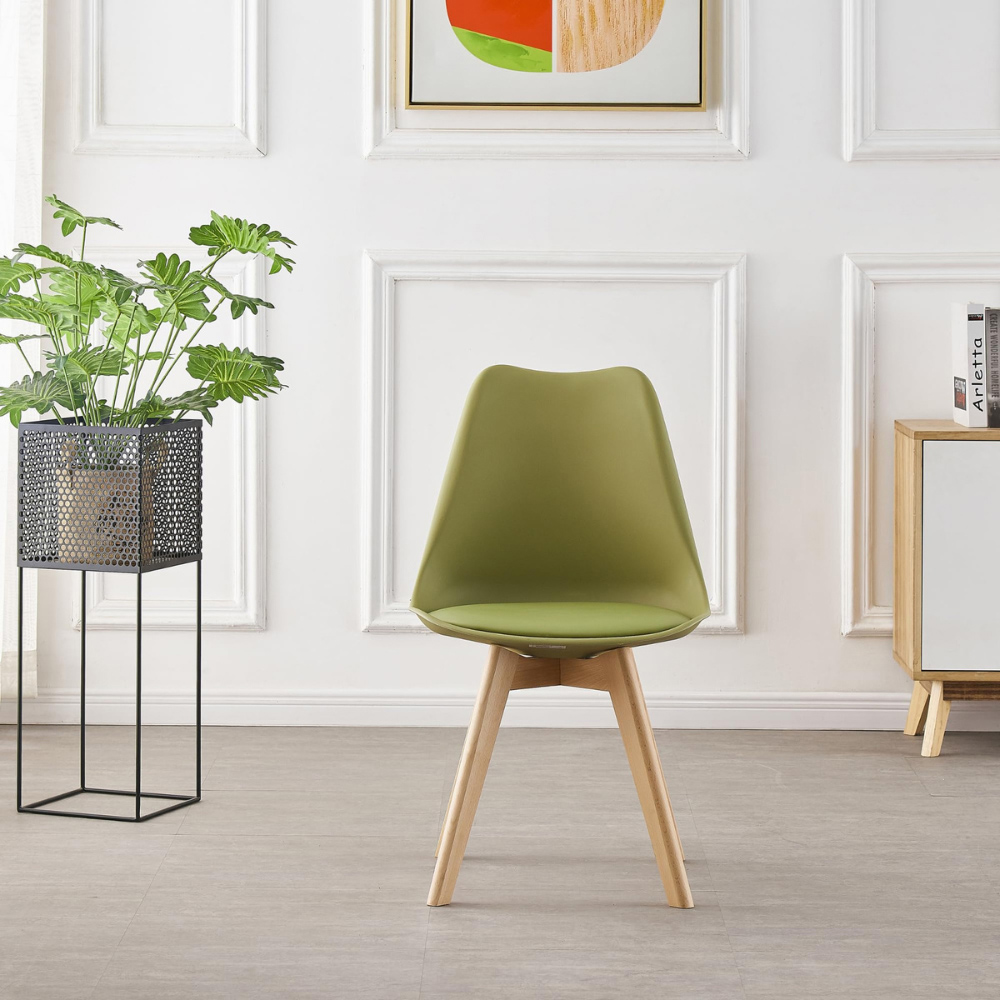 Life Interiors Lorenzo Lime Green Faux Leather Plastic Dining Chairs Set of 4 Image 6